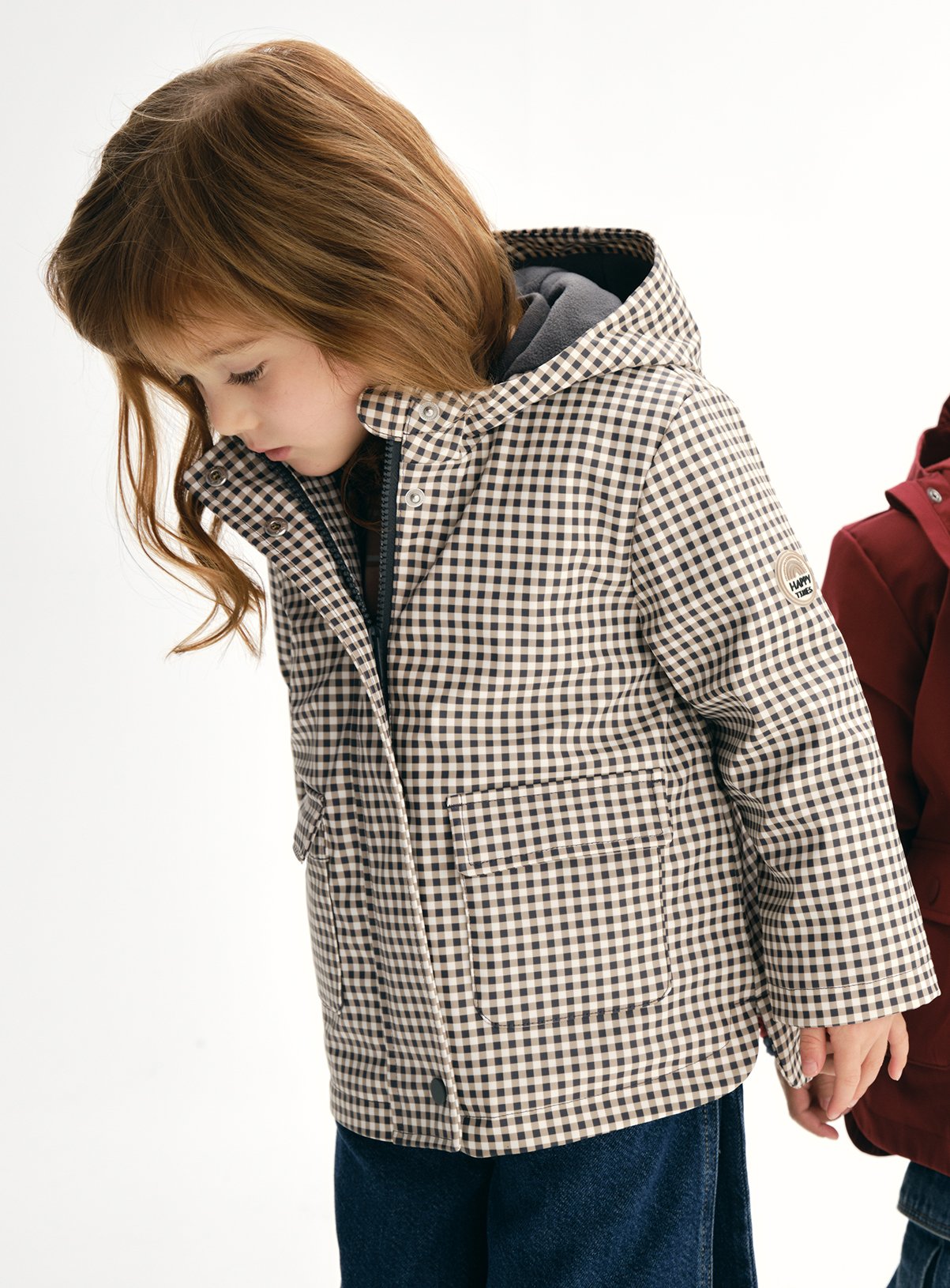 Black and White Gingham Print Fleece Lined  