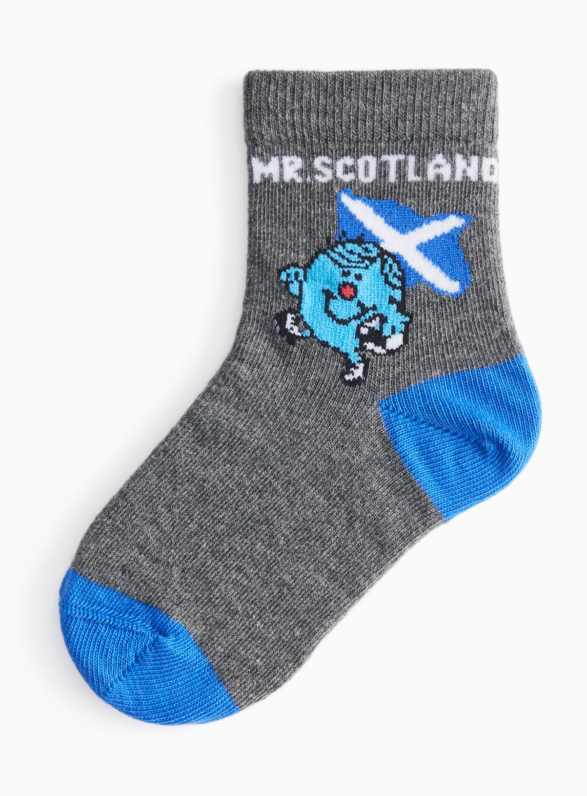 Grey Mr Men and Little Miss Mr Scotland Print Socks  