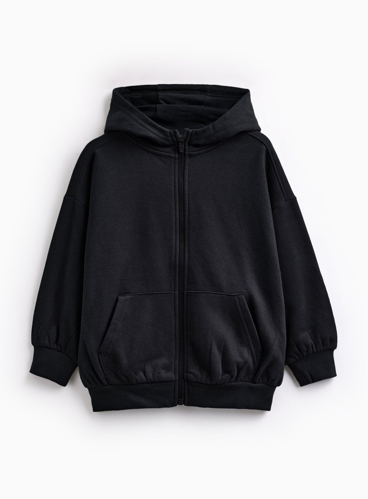 Black Zip-Through Kangaroo Pocket Hoodie  12 years