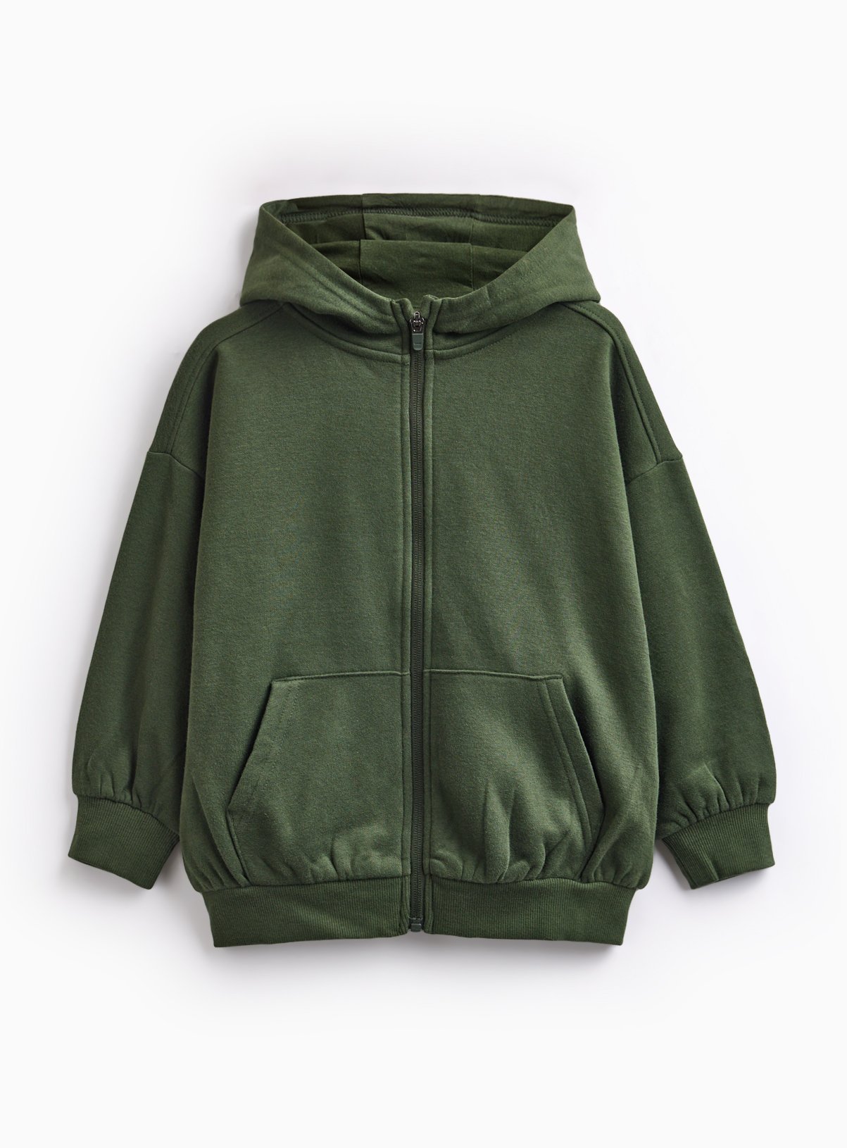 Khaki Zip-Through Kangaroo Pocket Hoodie  12 years