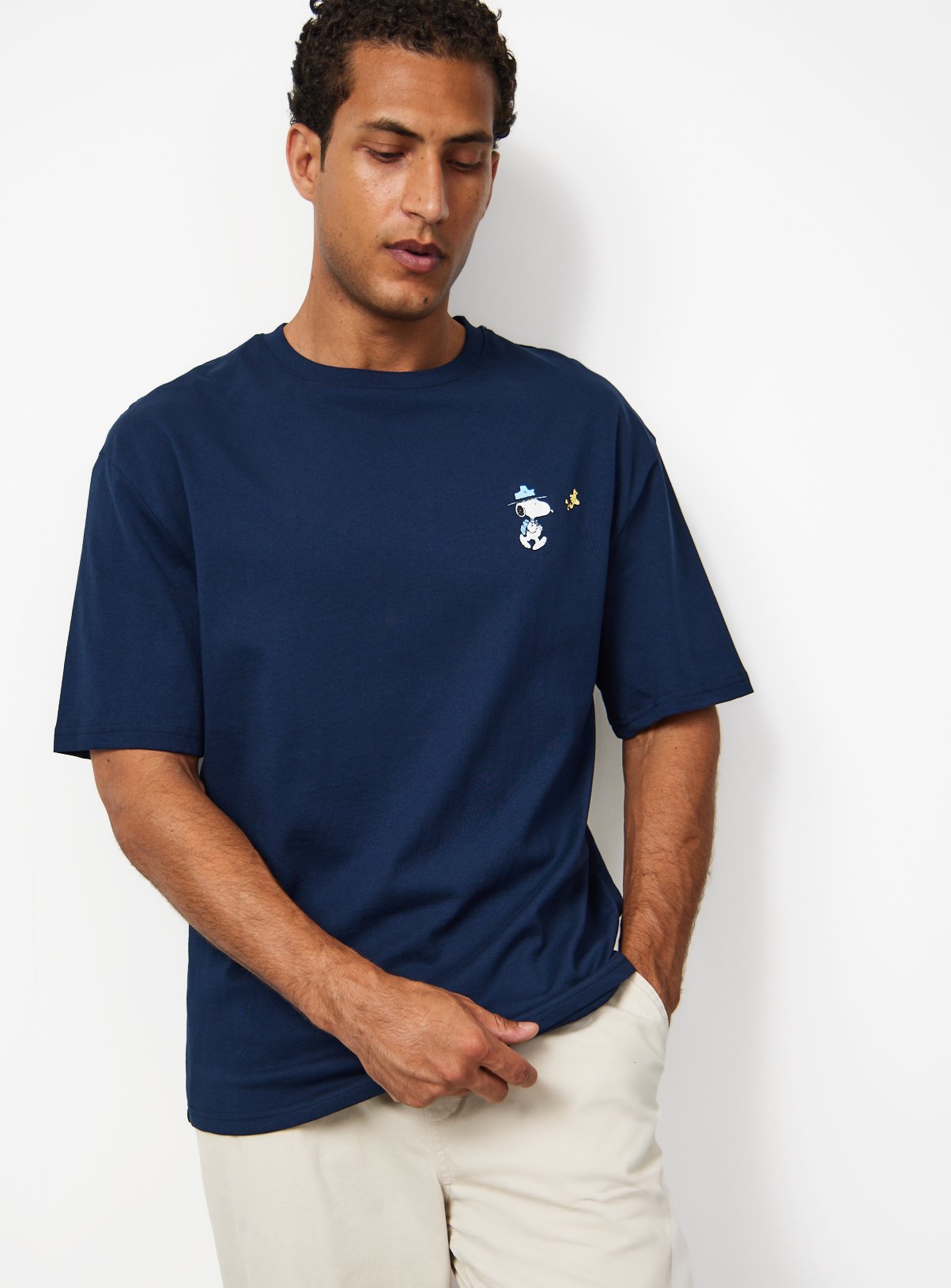 Navy Snoopy Fishing Club Graphic Relaxed Fit T-Shirt 