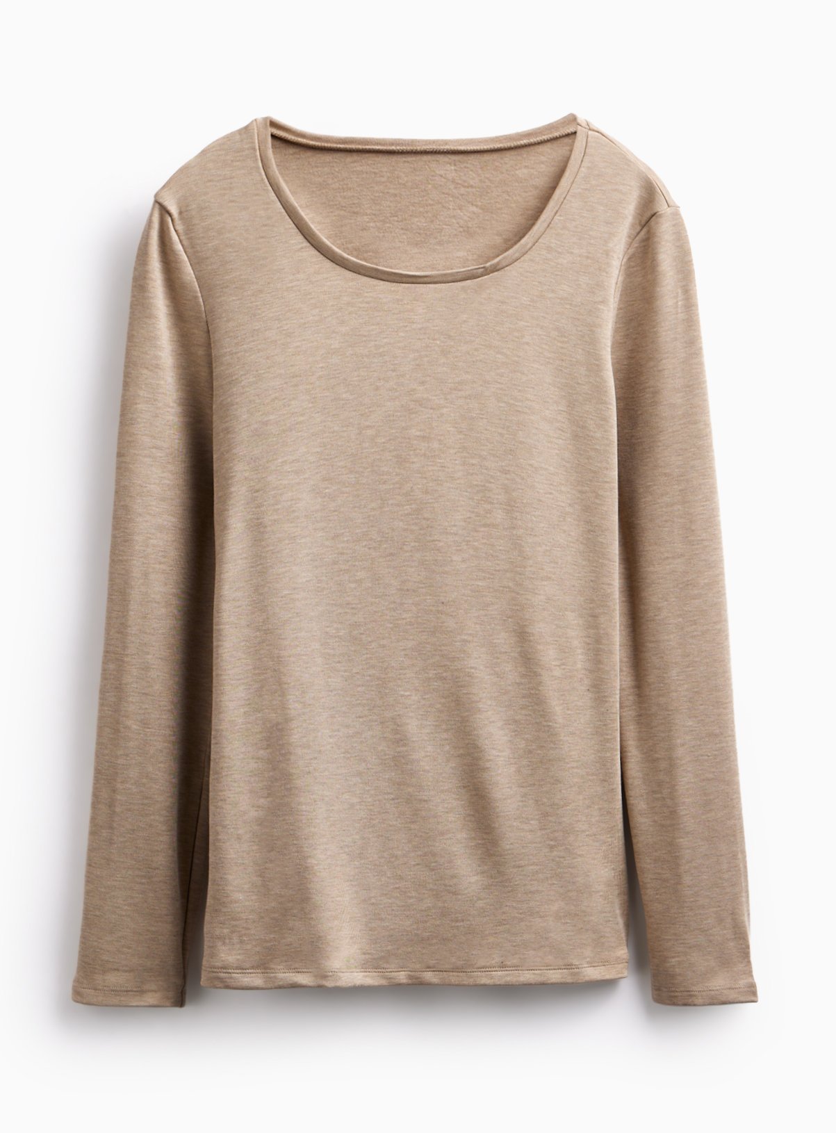 Beige Brushed Back Thermal Long Sleeve Top 