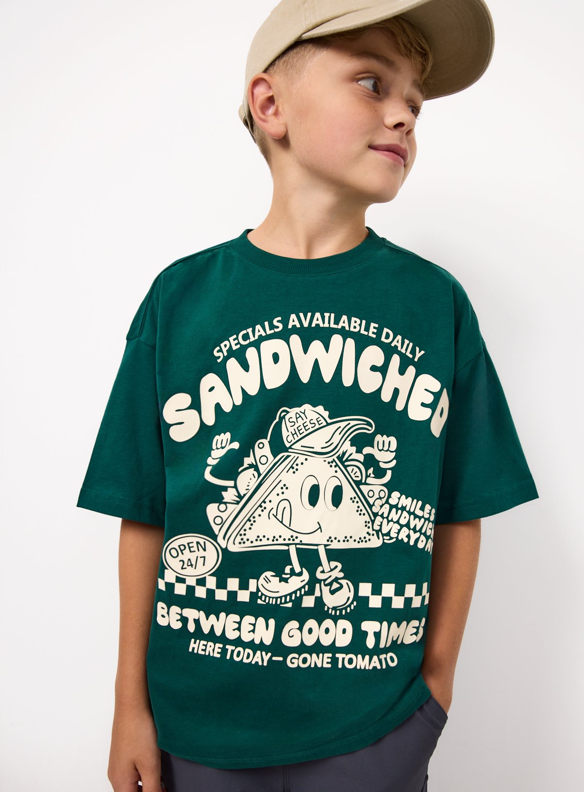 Green Sandwiched Graphic Print T-Shirt 8 years