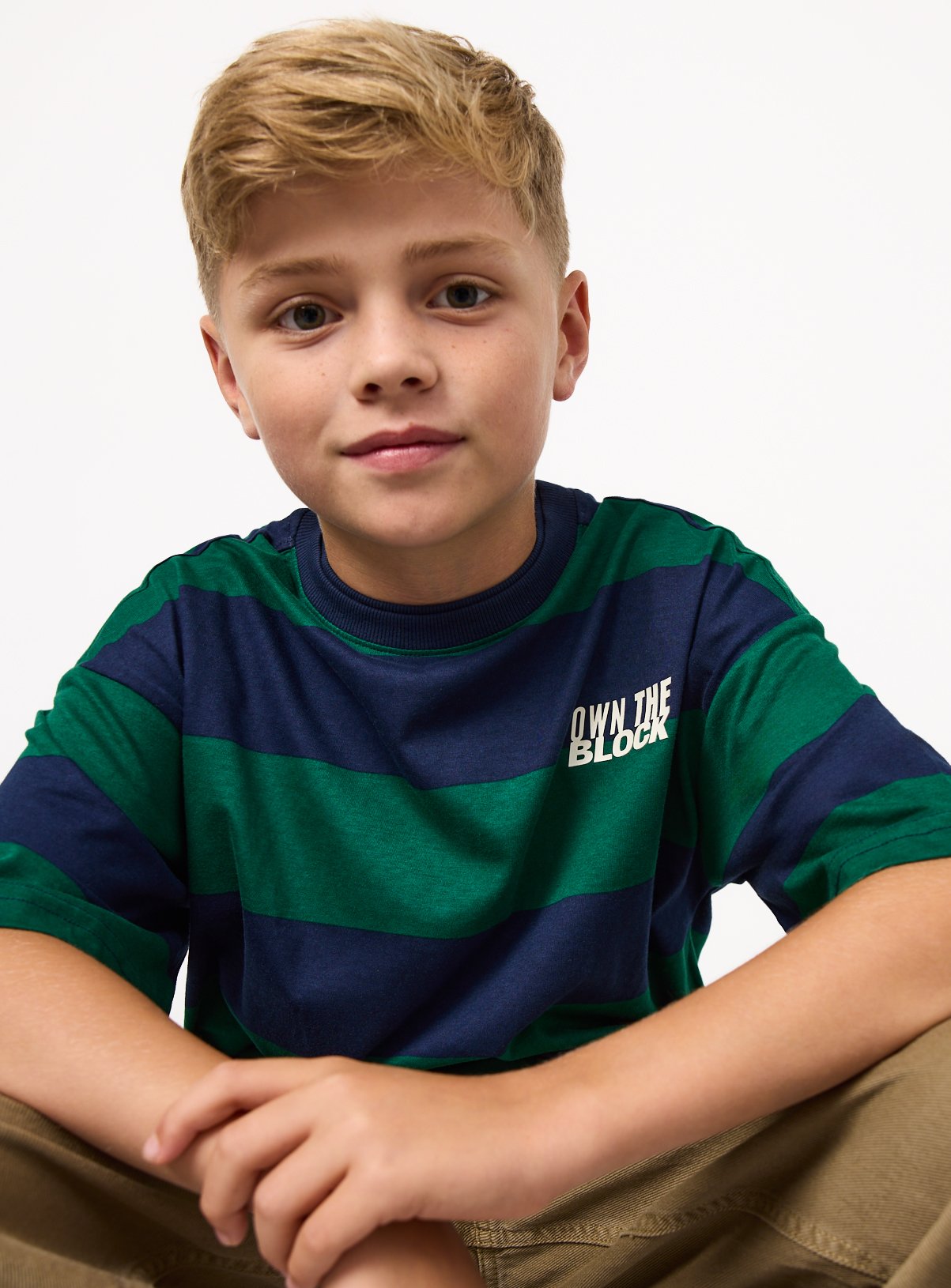 Navy & Green Own The Block Stripe T-Shirt 