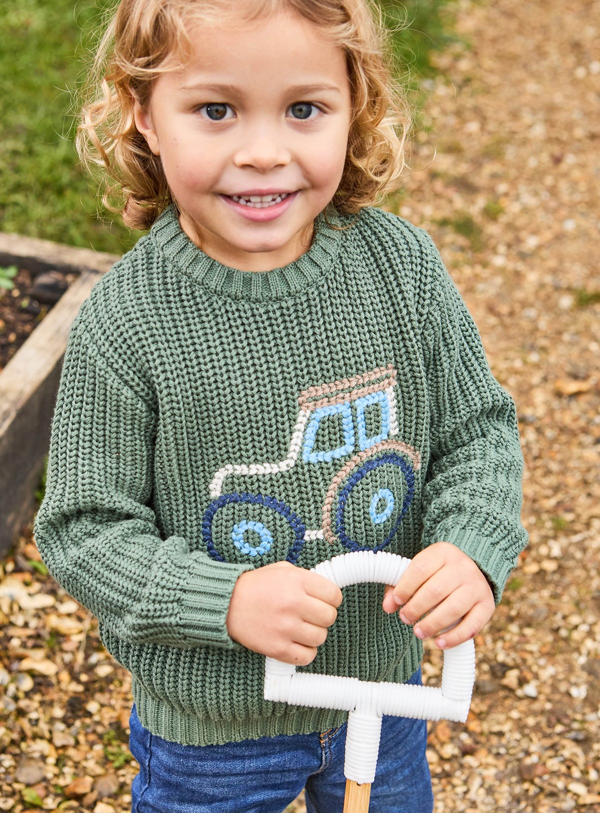 JOJO MAMAN BÉBÉ Embroidered Tractor Jumper 12-18 months