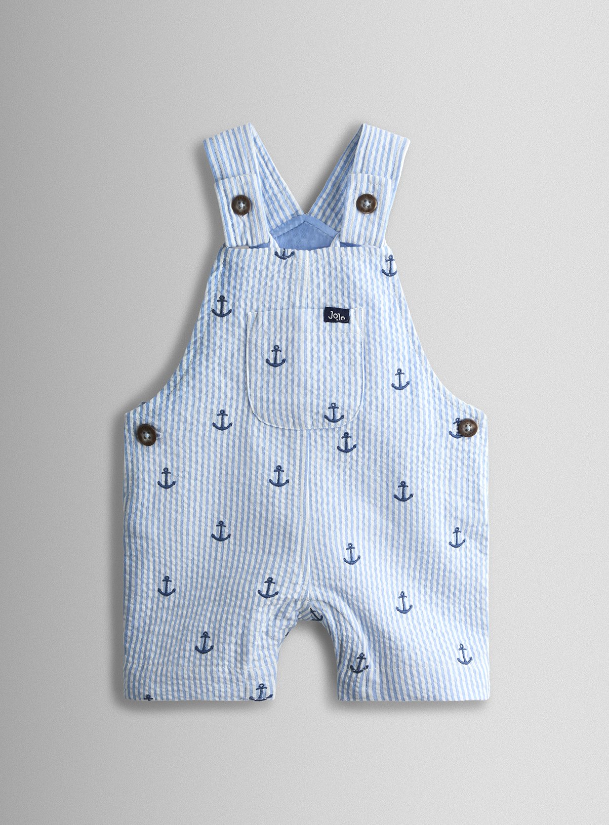 JOJO MAMAN BÉBÉ Anchor Embroidered Seersucker Dungarees 2-3 Years