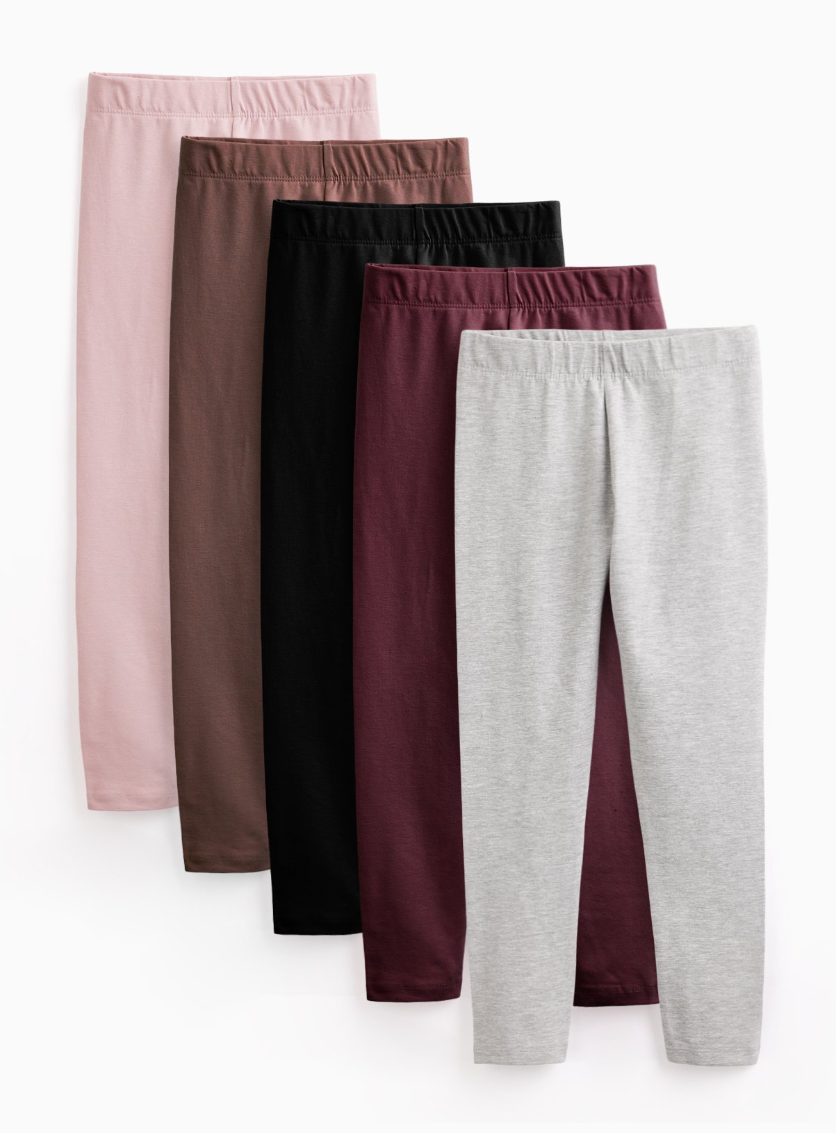 Pink, Brown & Purple Leggings 5 Pack 9 years