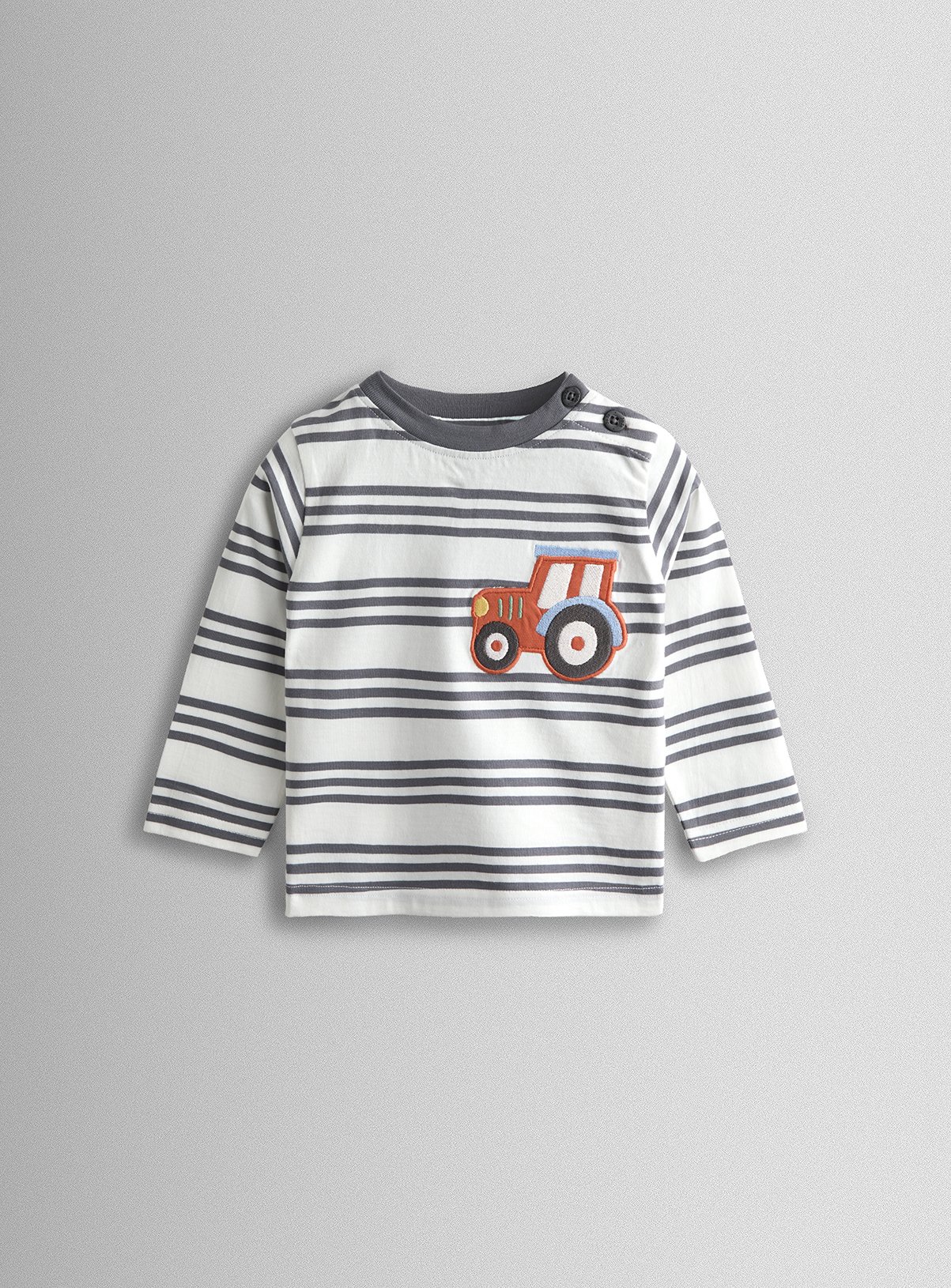 JOJO MAMAN BÉBÉ Tractor Pocket Applique T Shirt 