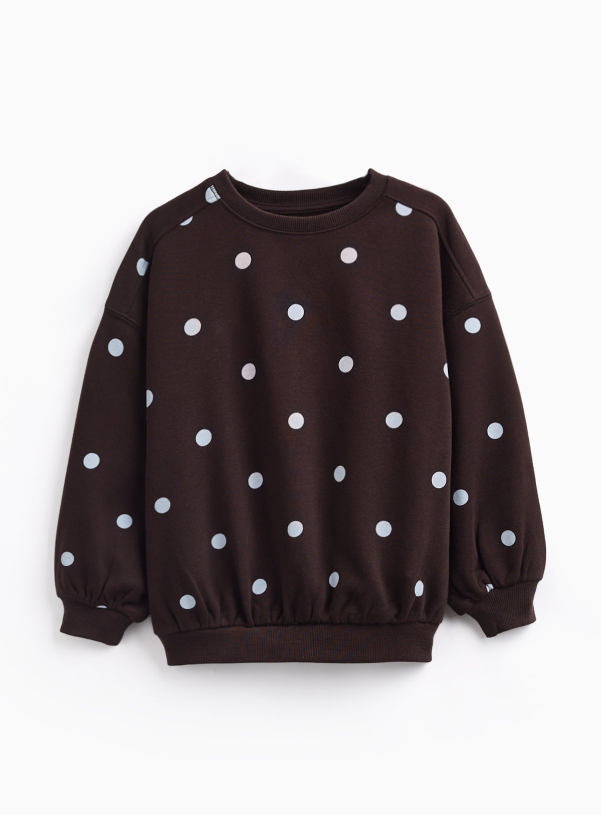 Brown Polka Dot Print Crew Neck Sweatshirt 9 years