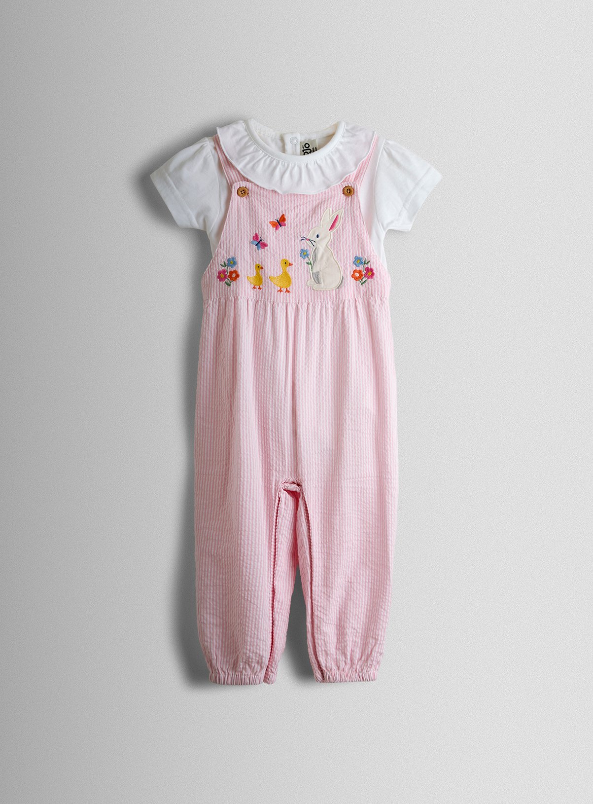 JOJO MAMAN BÉBÉ 2 Piece Bunny Embroidered Dungarees & Body Set 