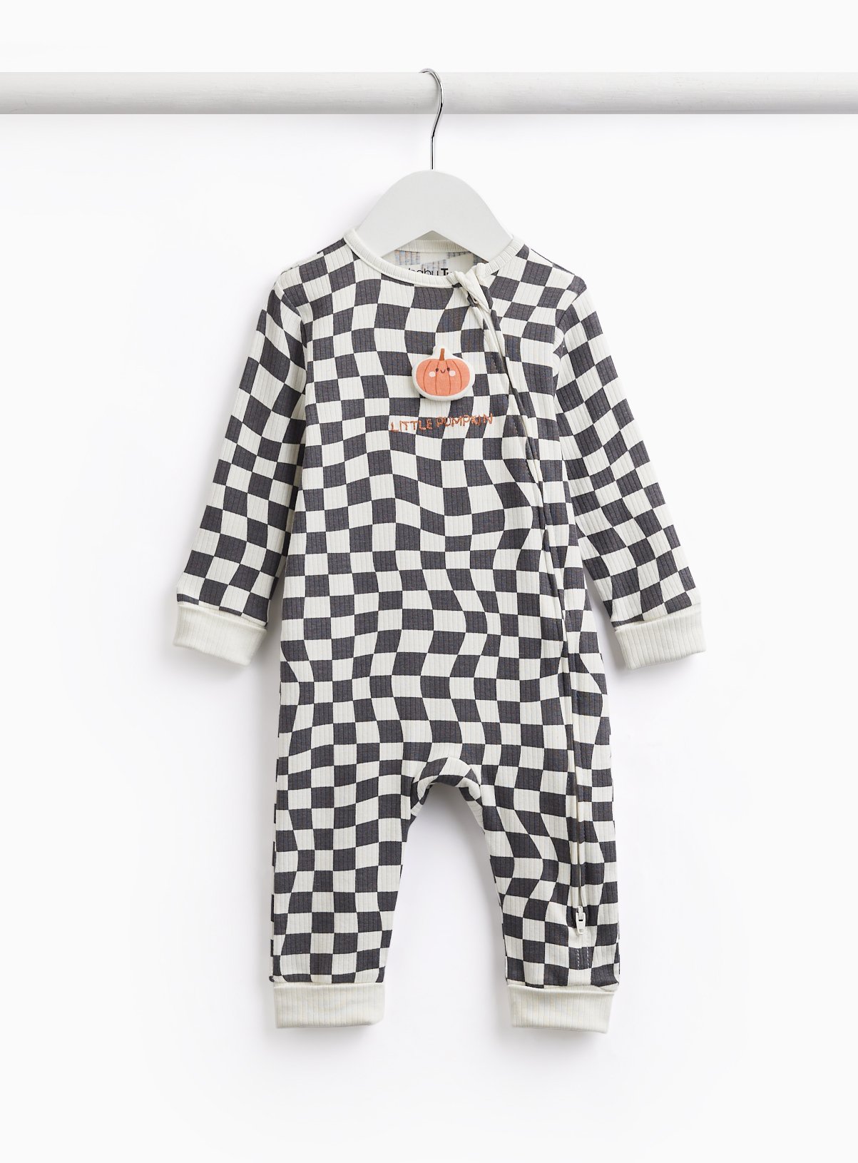 Mono Checkerboard Halloween Print Sleepsuit 