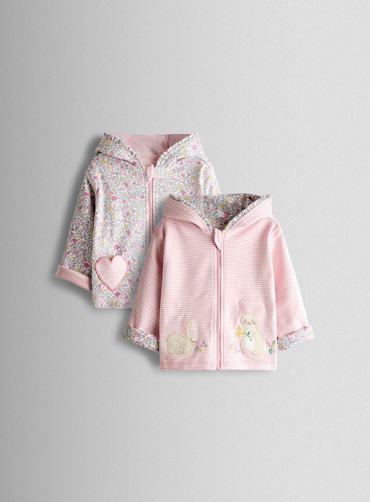 JOJO MAMAN BÉBÉ Pink Bunny Ditsy Reversible Hoodie 