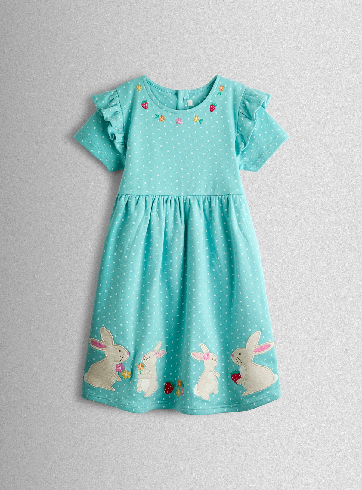 JOJO MAMAN BÉBÉ Bunny Applique Frill Short Sleeve Dress 12-18 months