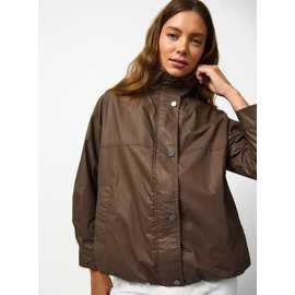 Brown Coated Funnel Neckline Bomber Jacket XL
