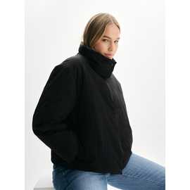 Black Funnel Neck Padded Puffer Coat