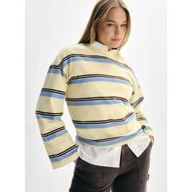 Stripe Print Oversized Fit Long Sleeve T-Shirt