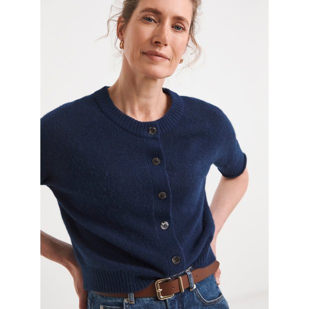 Buy JD WILLIAMS Sheer Short Sleeve Cardigan Navy 32-34 | Cardigans