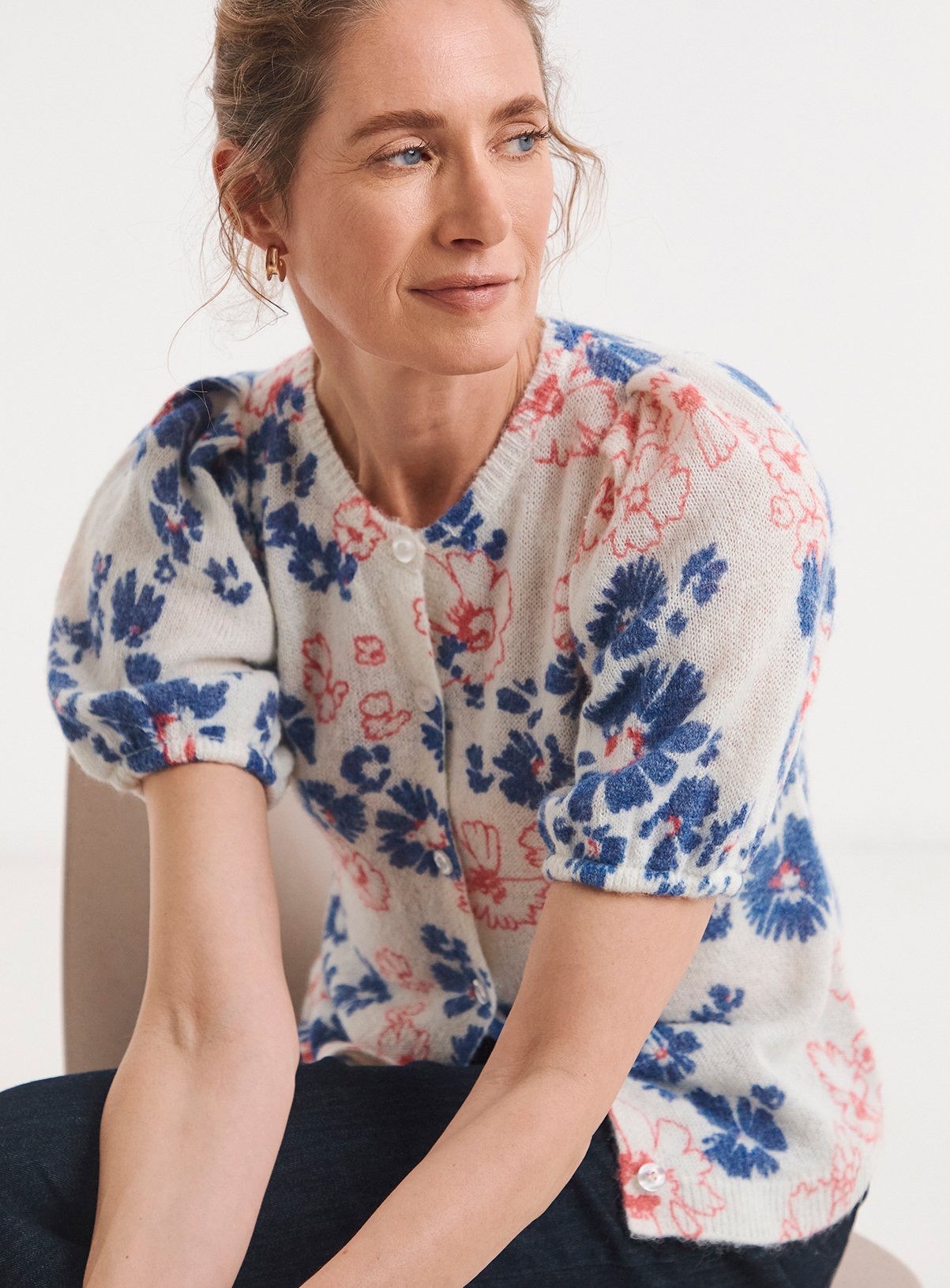 JD WILLIAMS Printed Short Sleeve Cardigan 