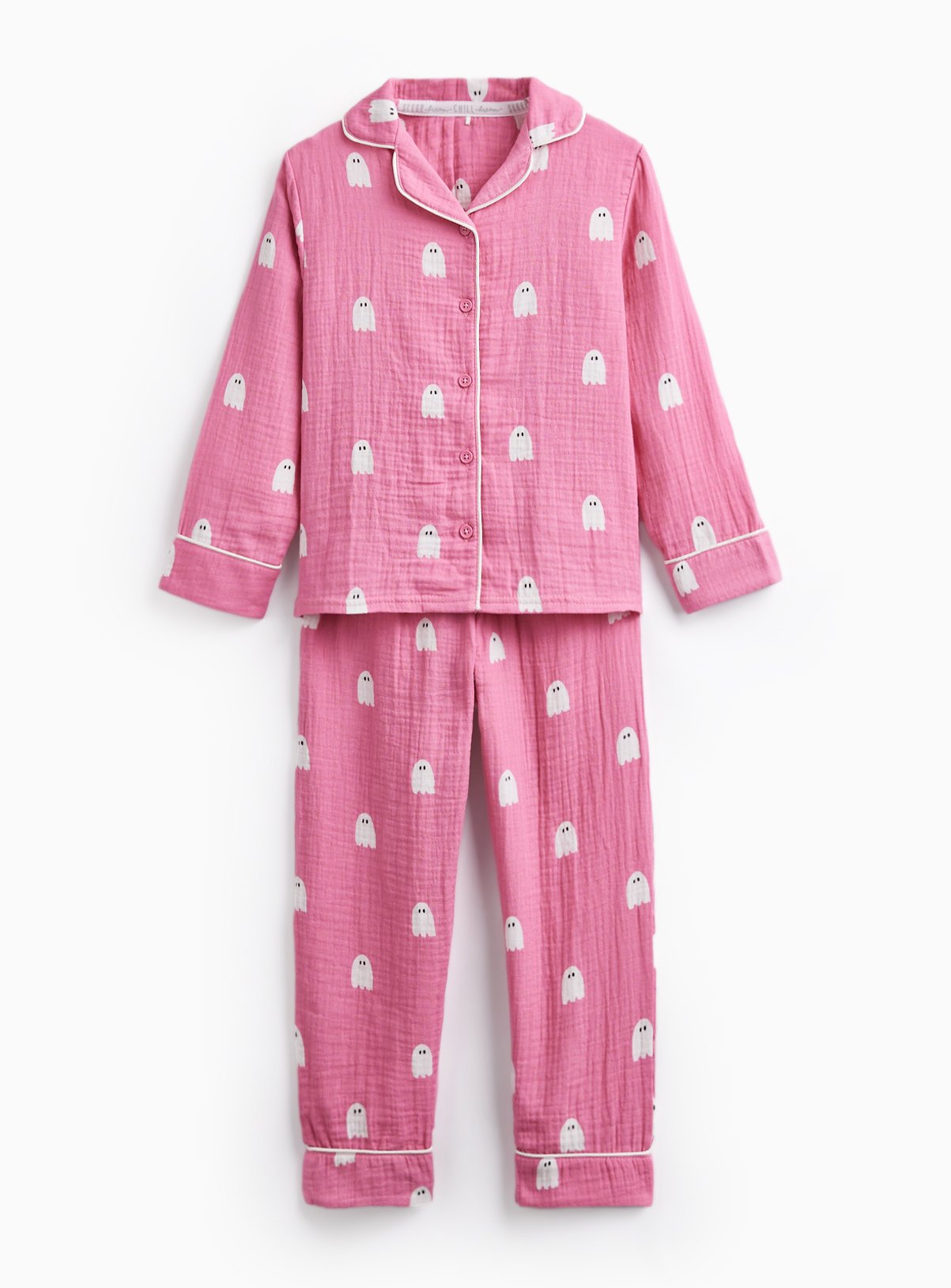 Mini Me Pink Halloween Ghost Print Traditional Pyjamas 
