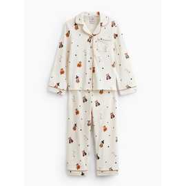 White Halloween Bear Print Traditional Pyjamas