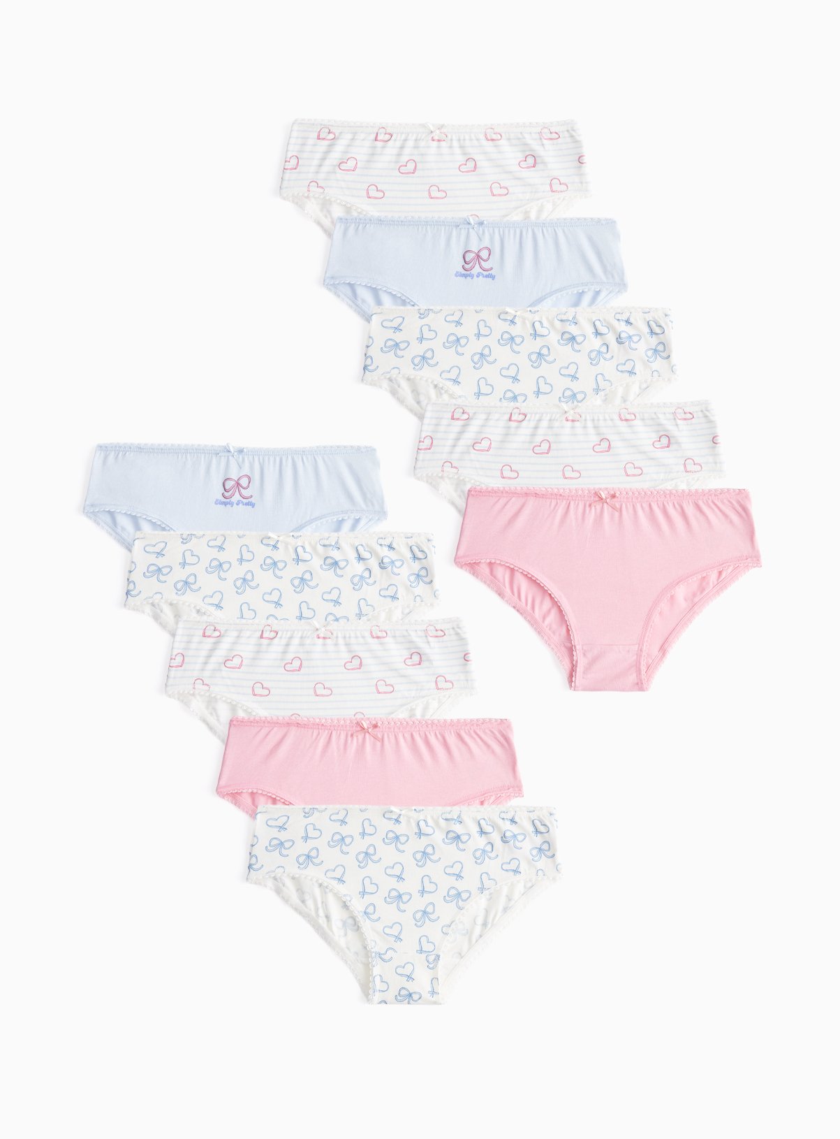 Simply Pretty Bows & Hearts Briefs 10-Pack 