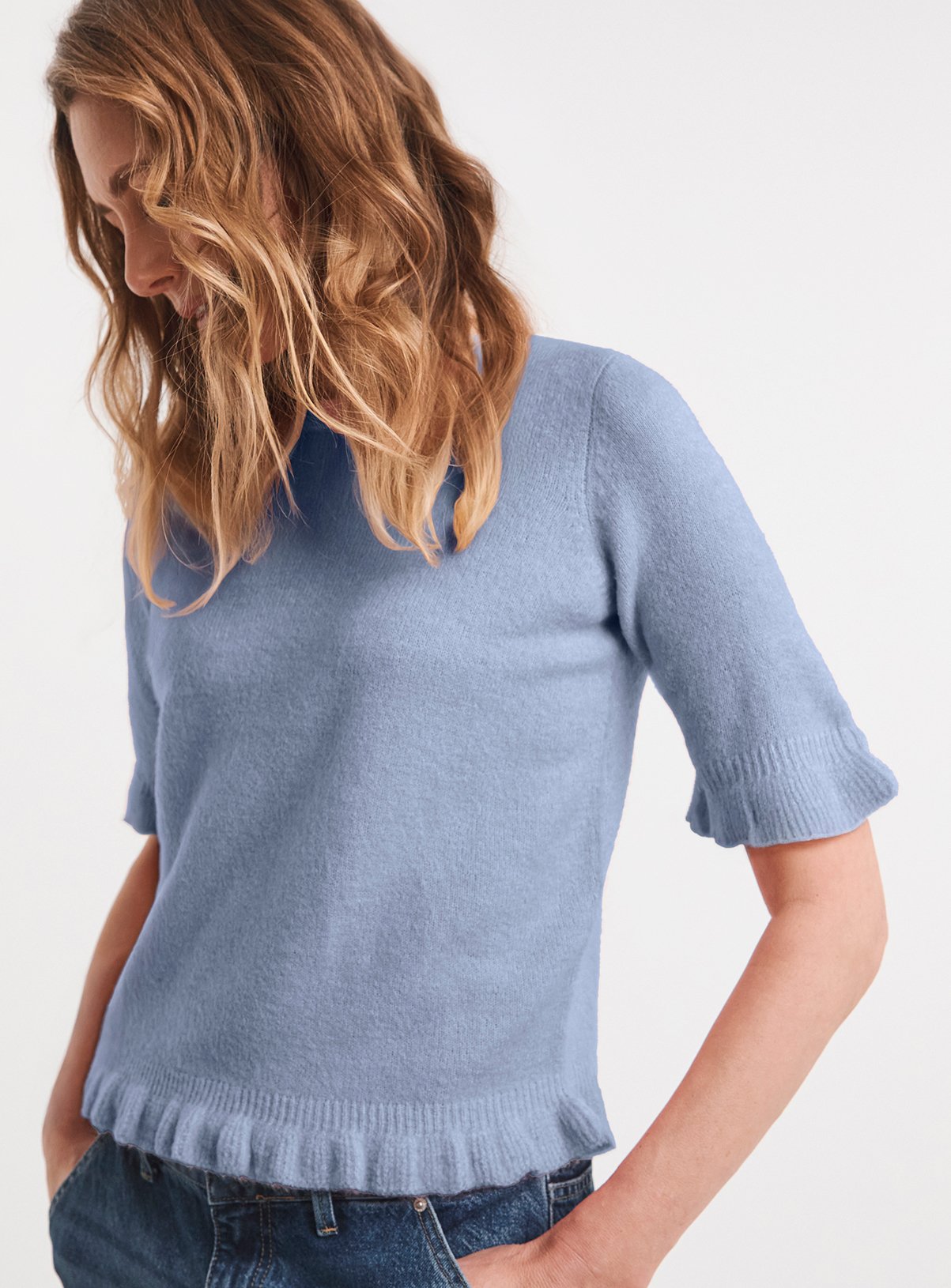 JD WILLIAMS Frill Knit Short Sleeve Jumper