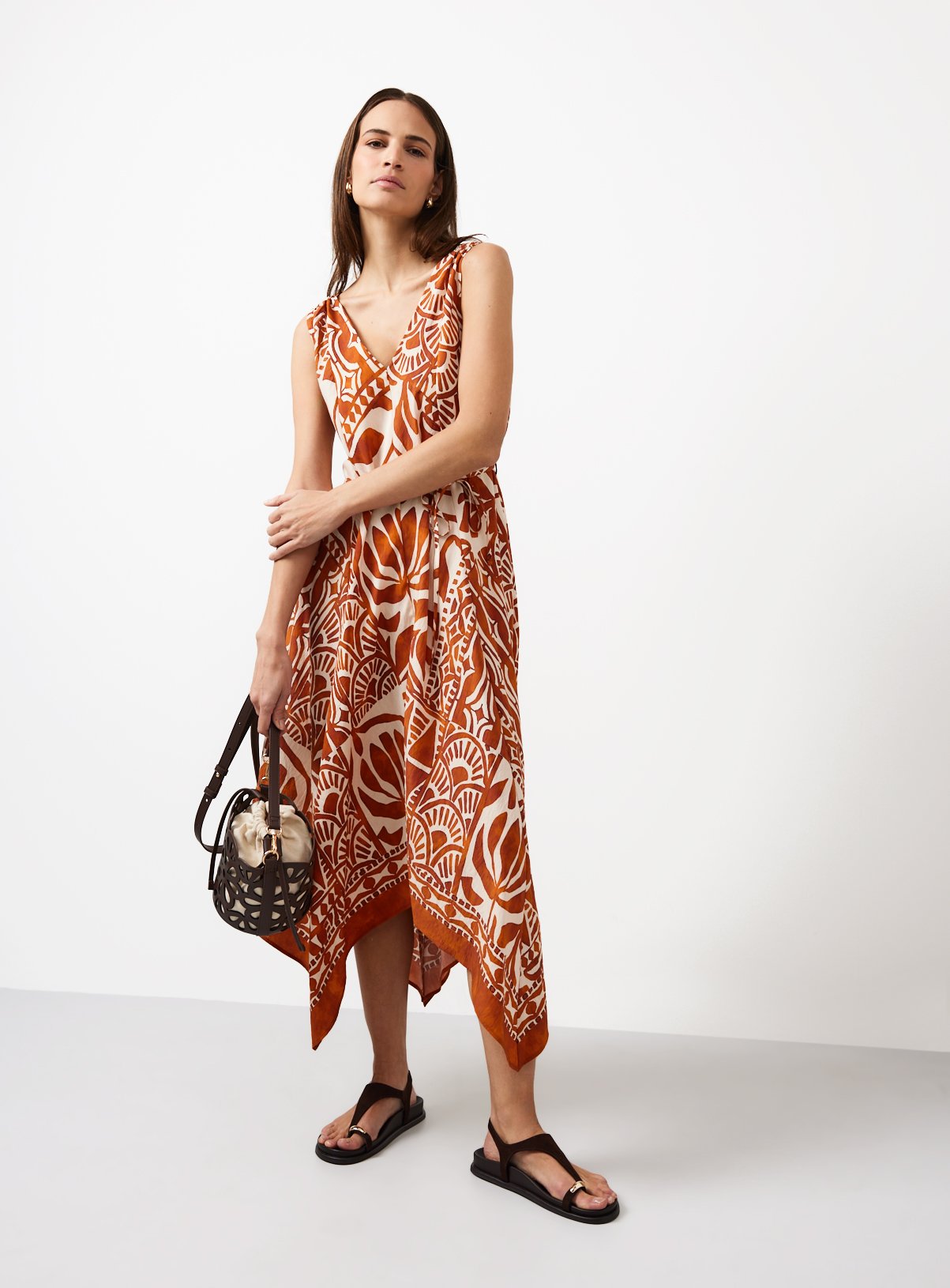 Orange Scarf Print Midaxi Cami Dress 14