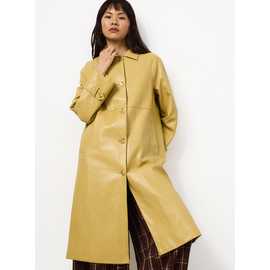 Ochre Textured PU Car Coat