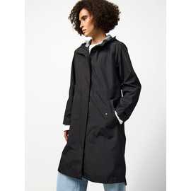 Black Longline Hooded Raincoat