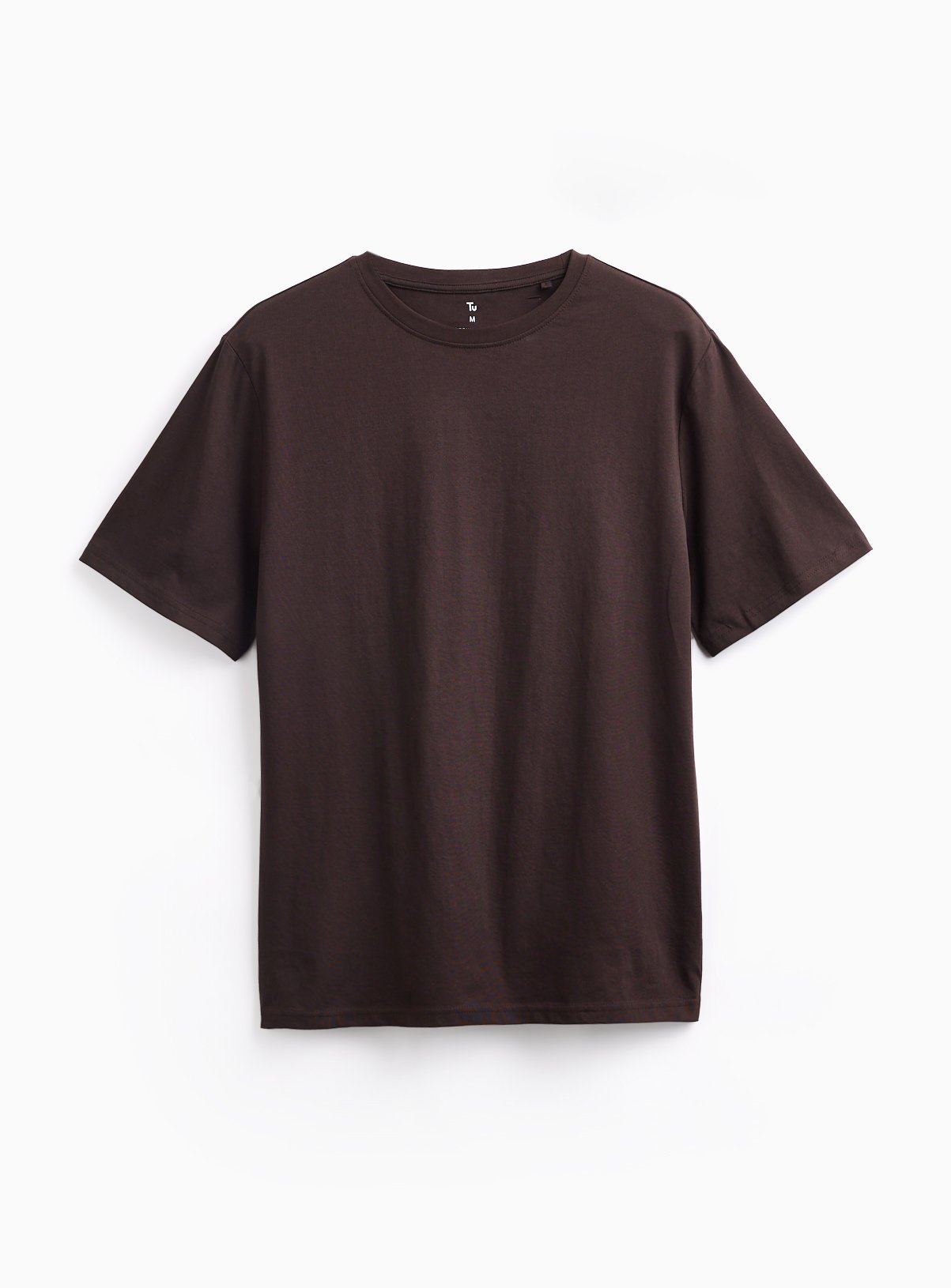 Brown Cotton Regular Fit Crew Neck T-Shirt 