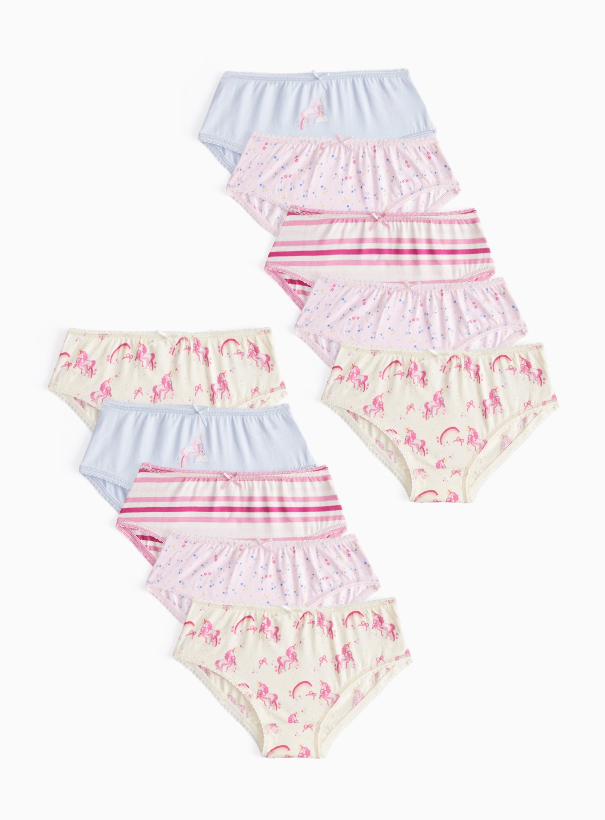 Pink Unicorn Briefs 10 Pack  7-8 years