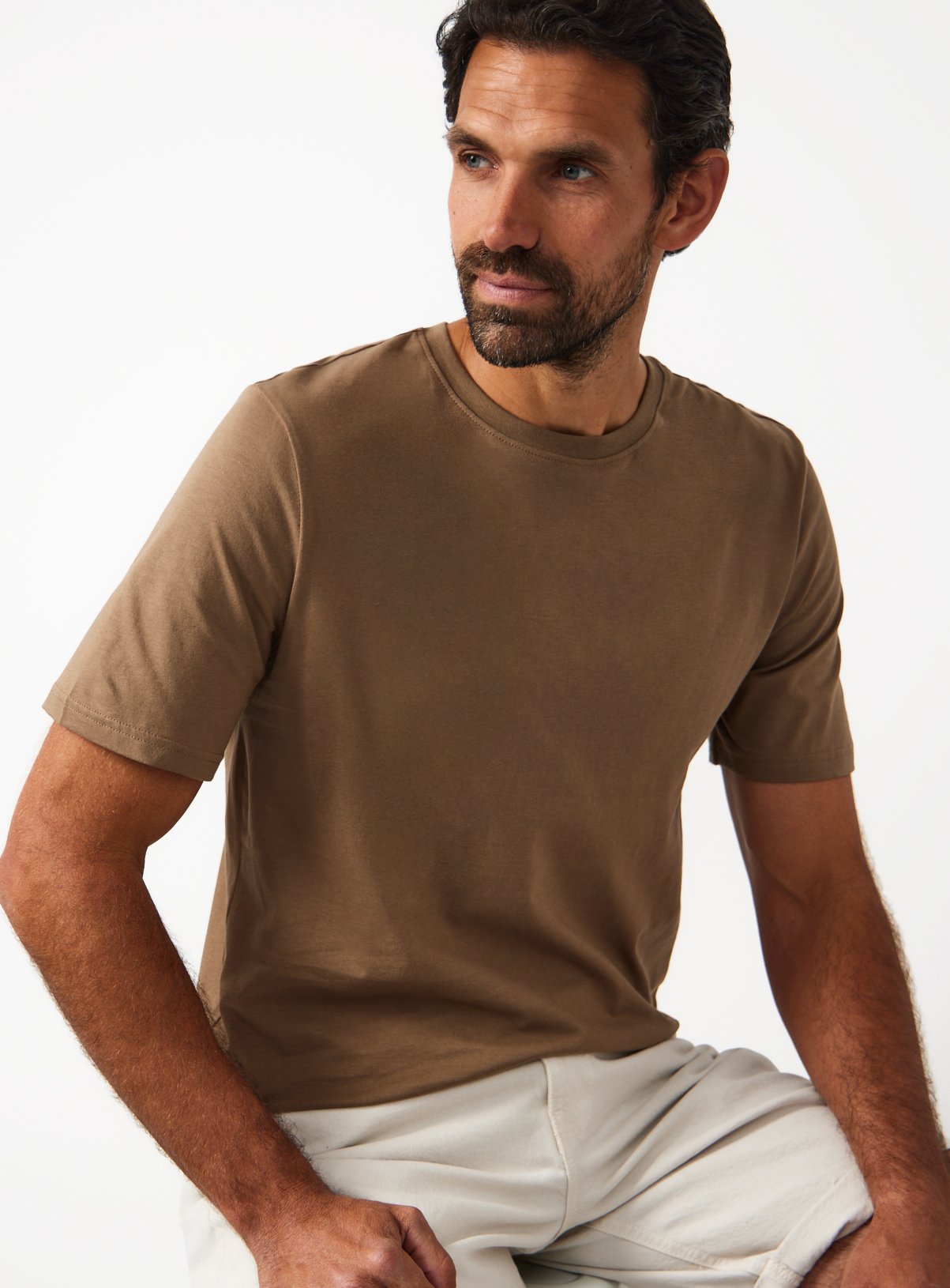Tan Pure Cotton Regular Fit T-Shirt 