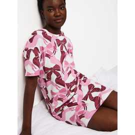 Pink & Red Large Bow Print Sleep Tee
