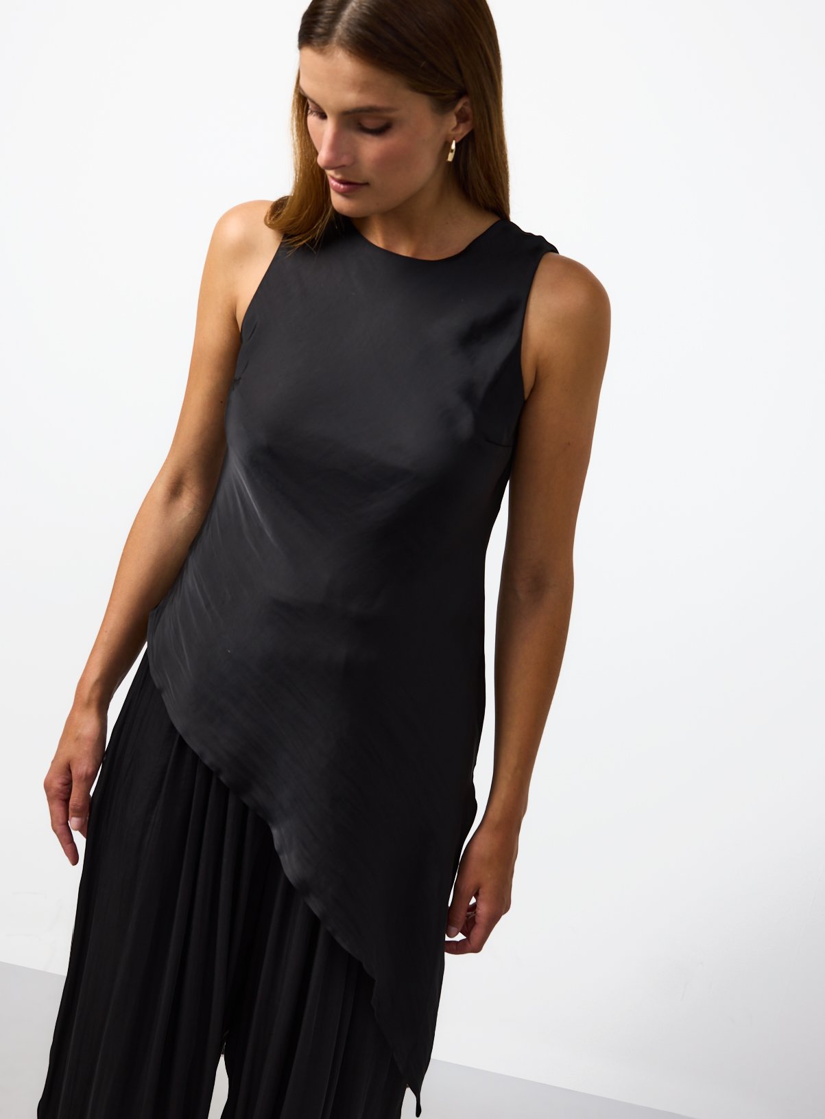 Satin Asymmetric Hem Co-ord Top 