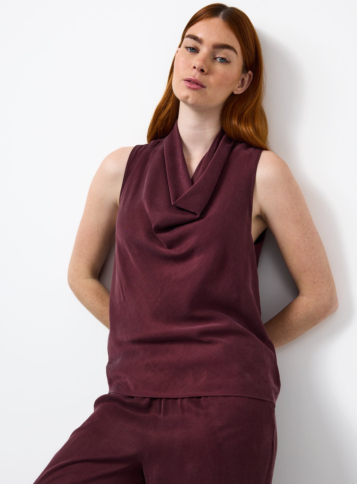 Purple Sleeveless Cowl Neck Top 18