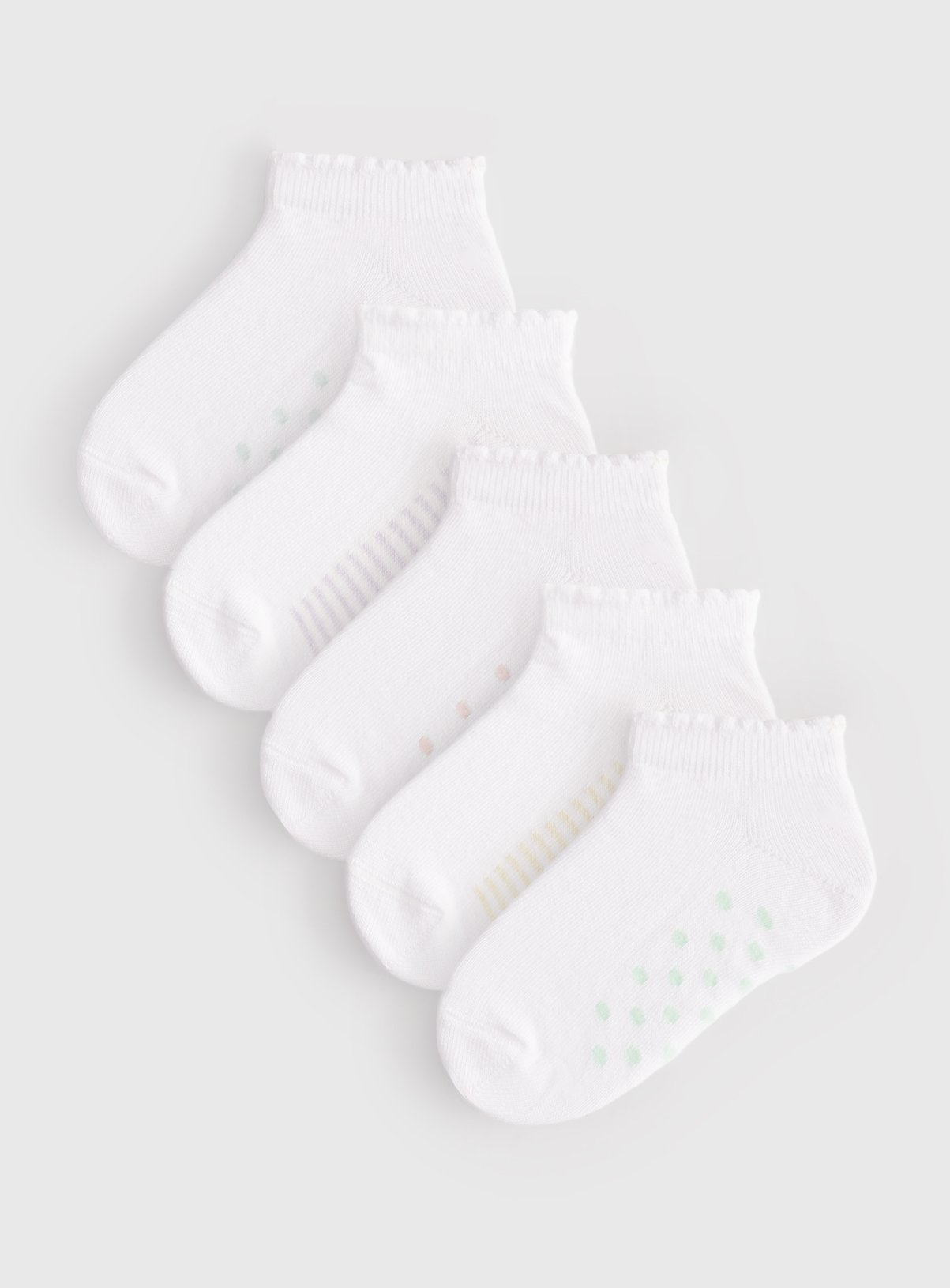 White Footbed Print Trainer Socks 5 Pack 