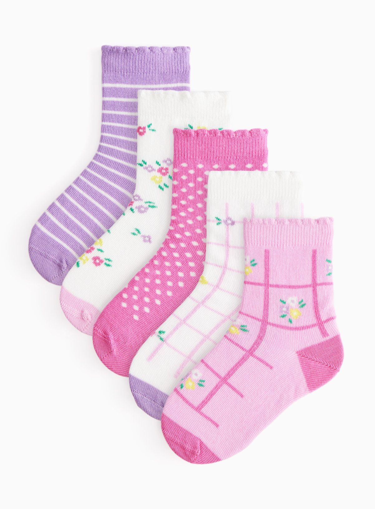 Ditsy Floral Print Ankle Socks 5 Pack 