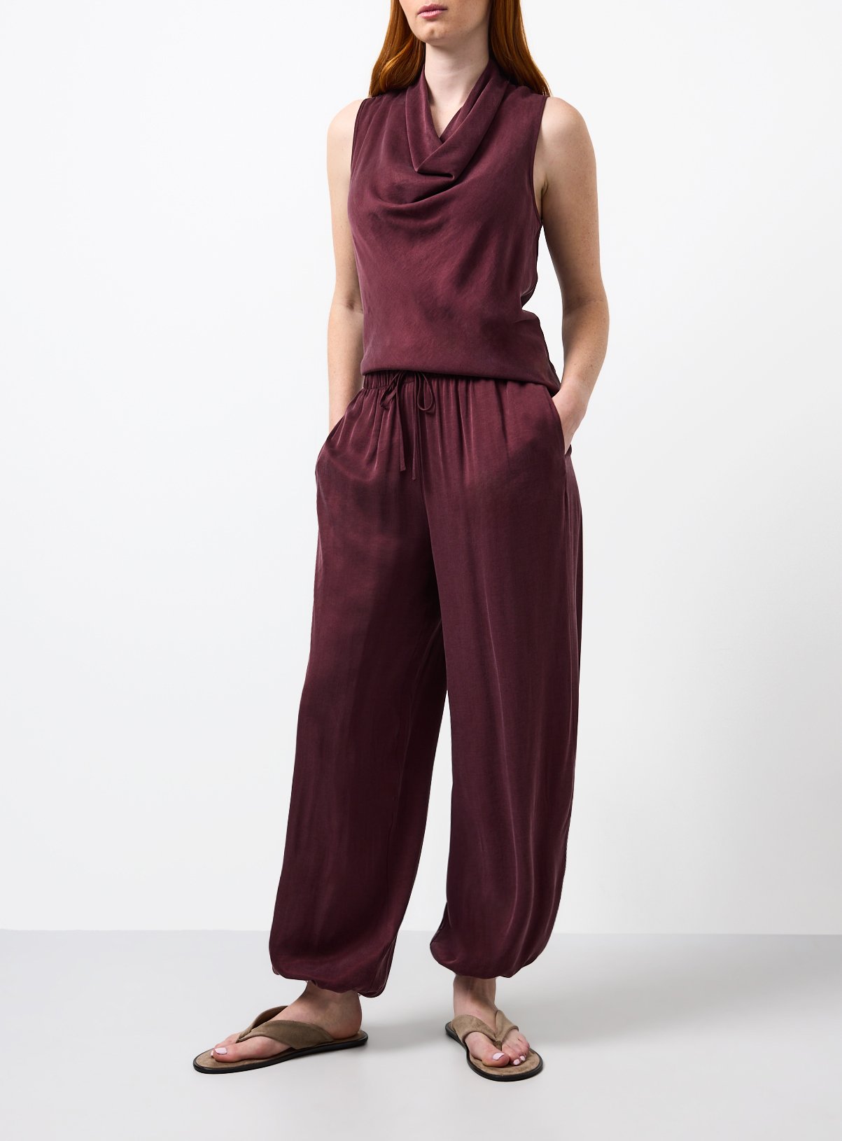 Purple Sandwash Balloon Leg Co-ord Trousers 18
