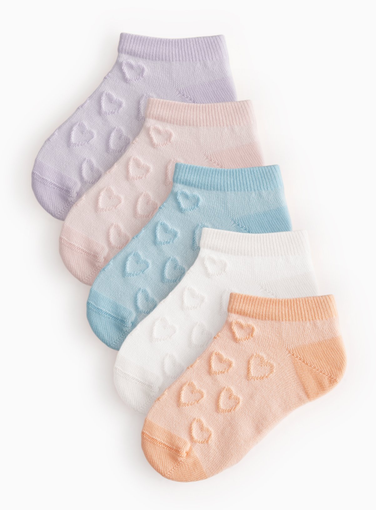 Pastel Heart Print Trainer Socks 5 Pack 