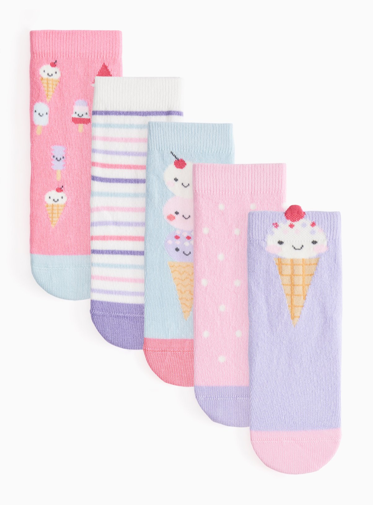 Ice Cream Print Ankle Socks 5 Pack 