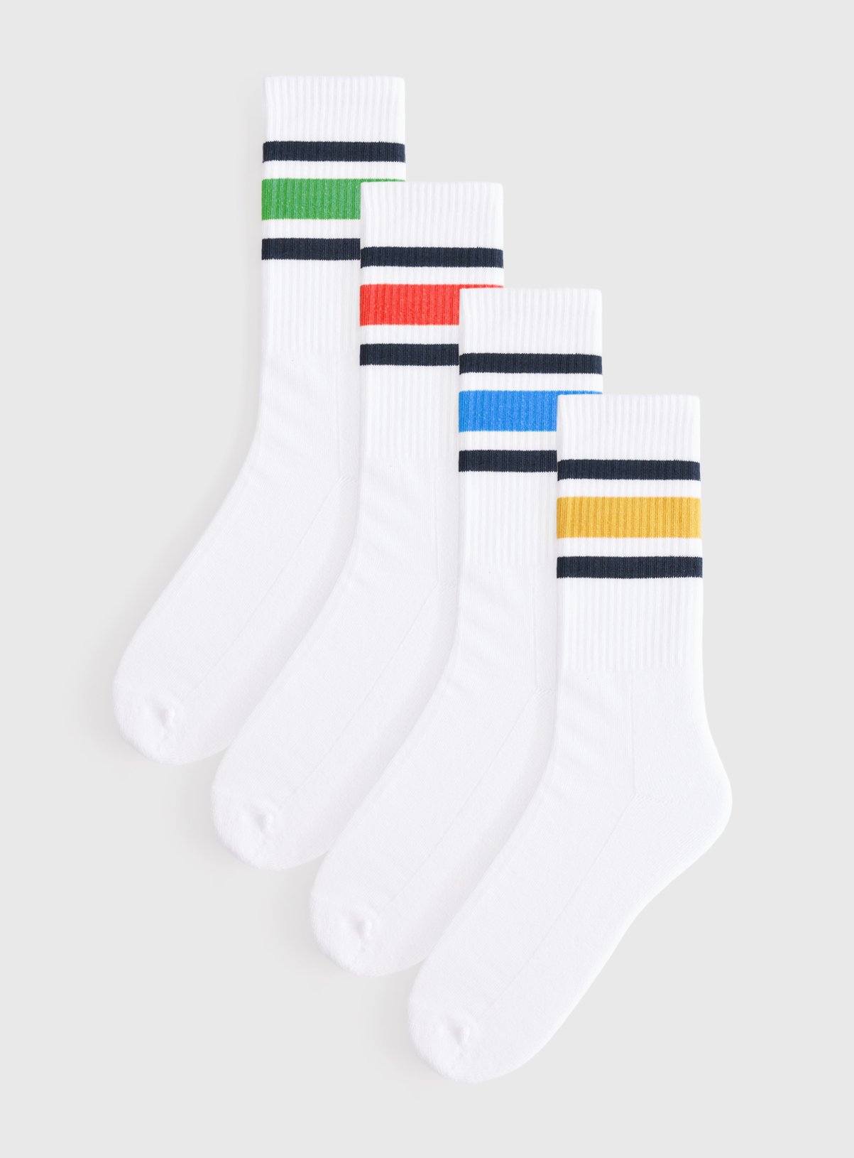 Retro Stripe Print Ribbed Sport Ankle Socks 4 Pack 