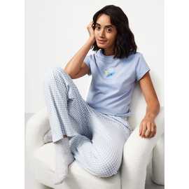 Butter Logo Baby Tee & Gingham Pyjama Bottoms