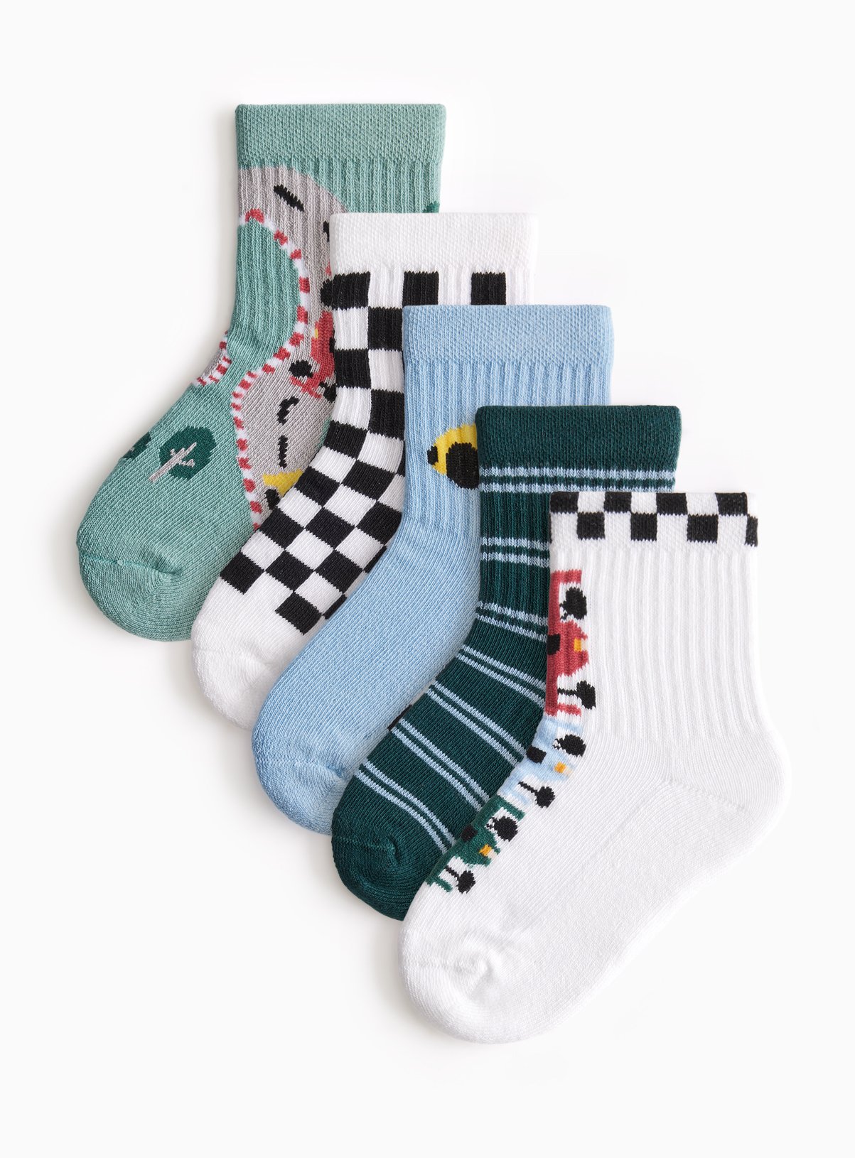 Transport Print Ankle Socks 5 Pack 