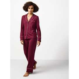 Burgundy Pink Piping Detail Traditional Pyjamas