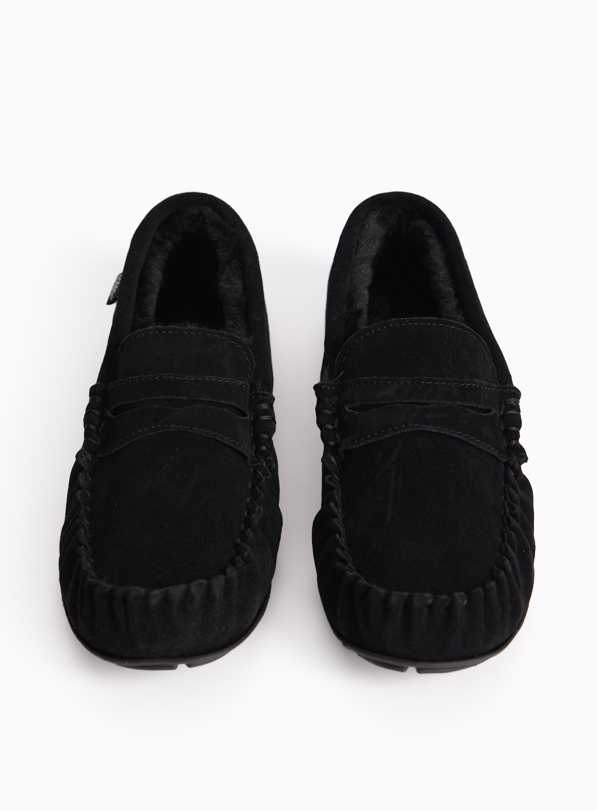 Black Suede Moccasin Slippers 