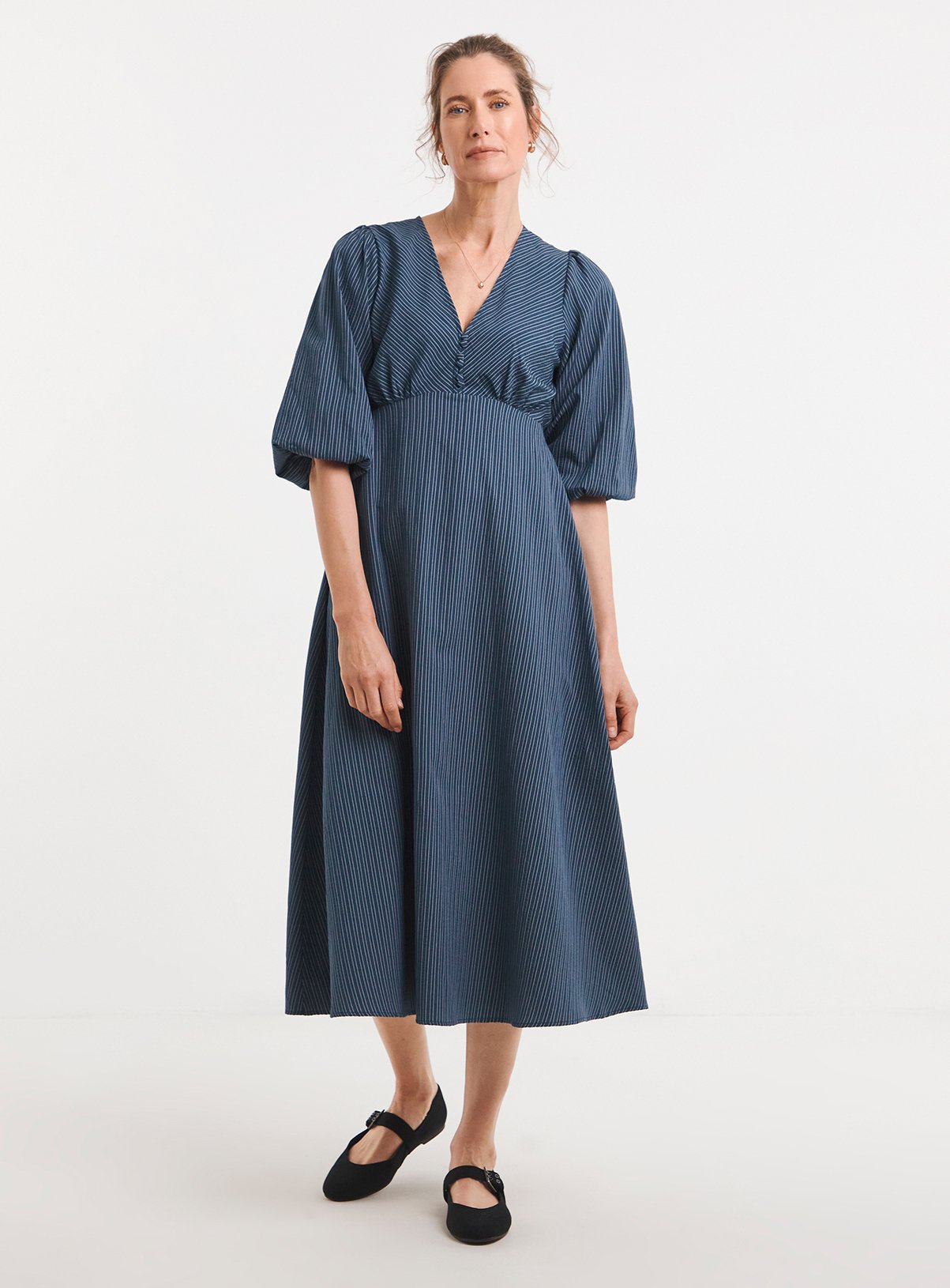 JD WILLIAMS Stripe Button Detail Tea Dress 14