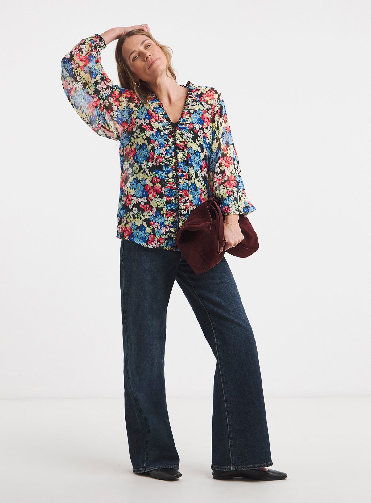 JD WILLIAMS Shirred Georgette Blouse 