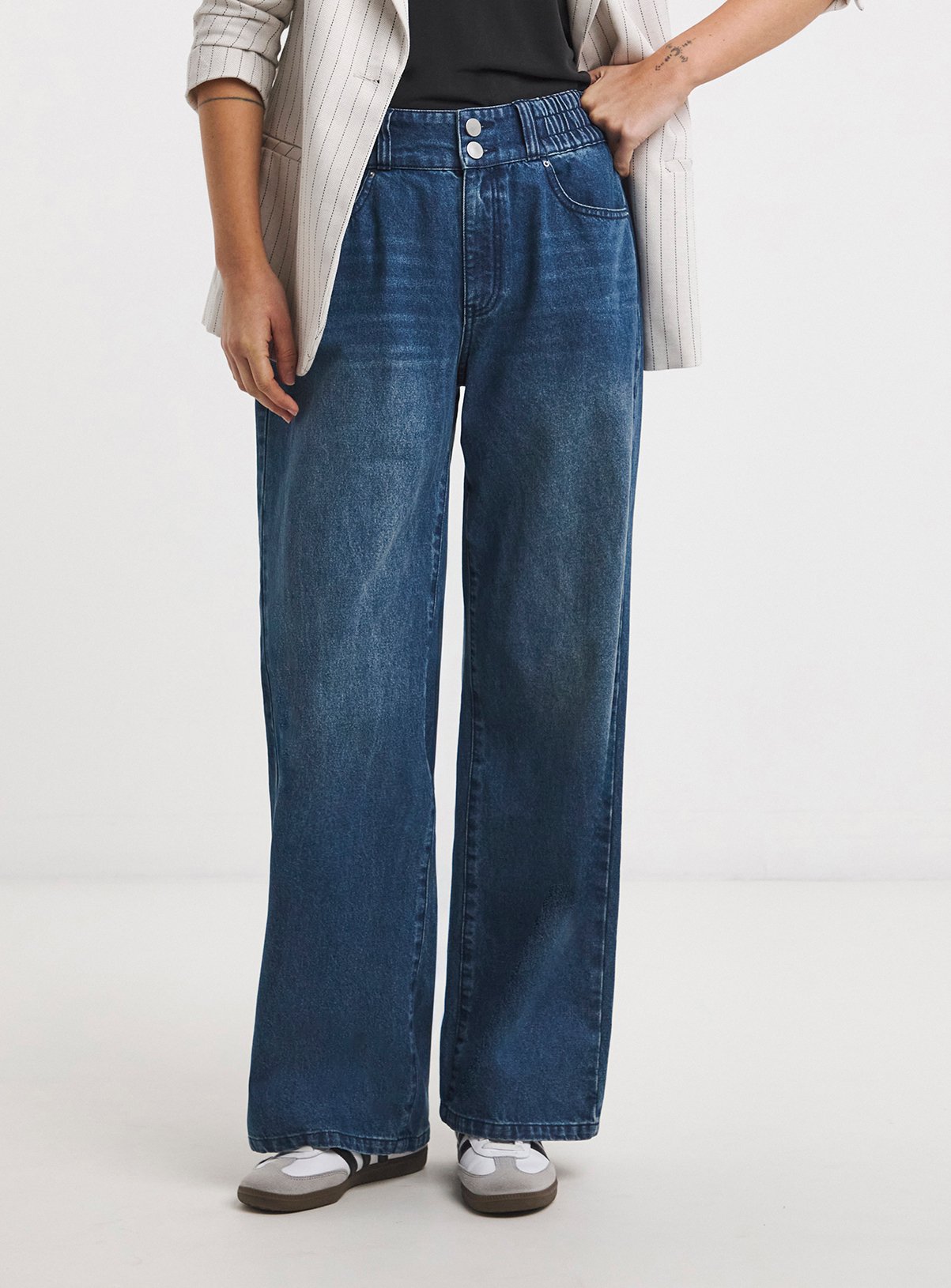 JD WILLIAMS Elasticated Waist Wide Leg Jean 24