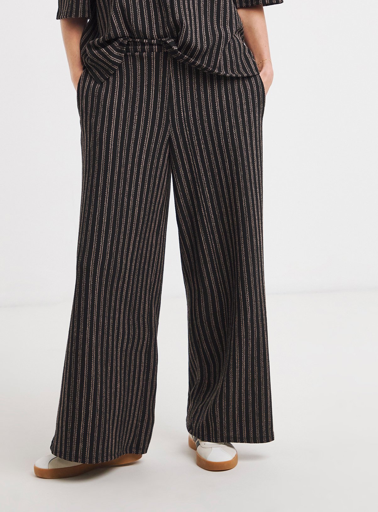 JD WILLIAMS Textured Jersey Stripe Wide Leg Trouser 22
