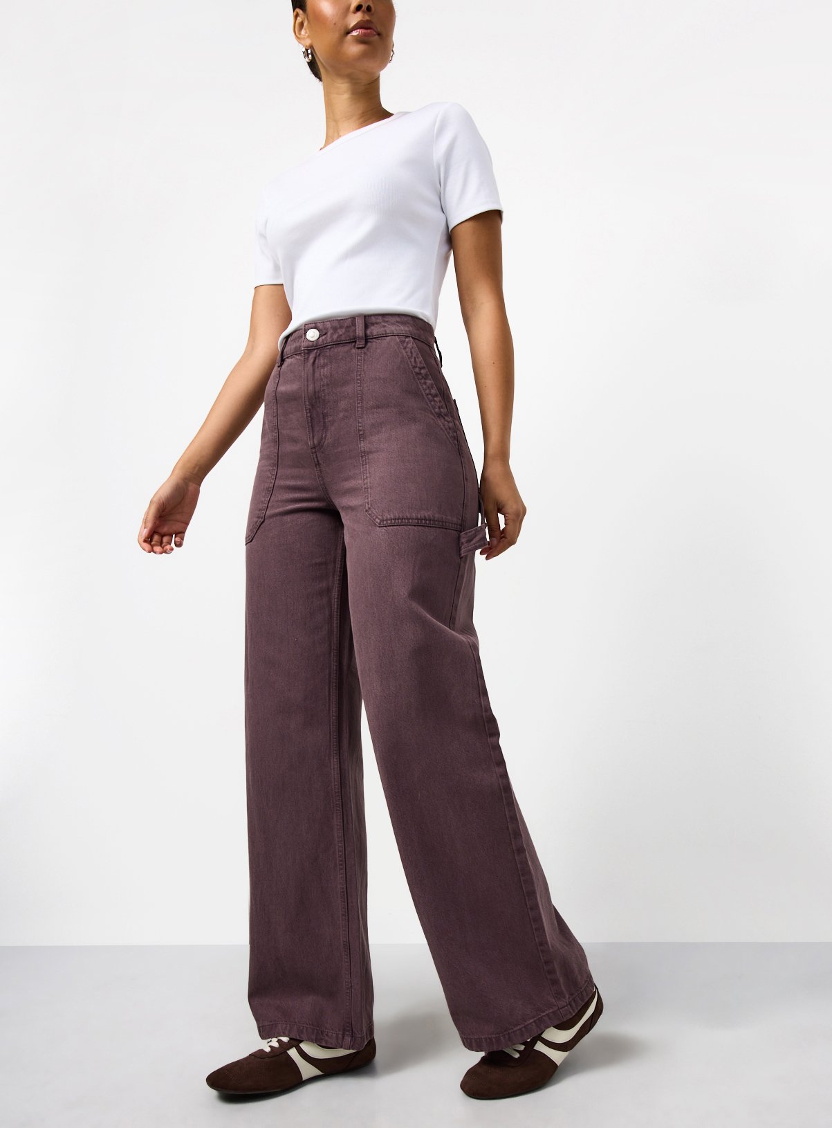 Dark Purple Denim Wide Leg Jeans 